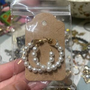 Pearl Beaded Hoop Earrings